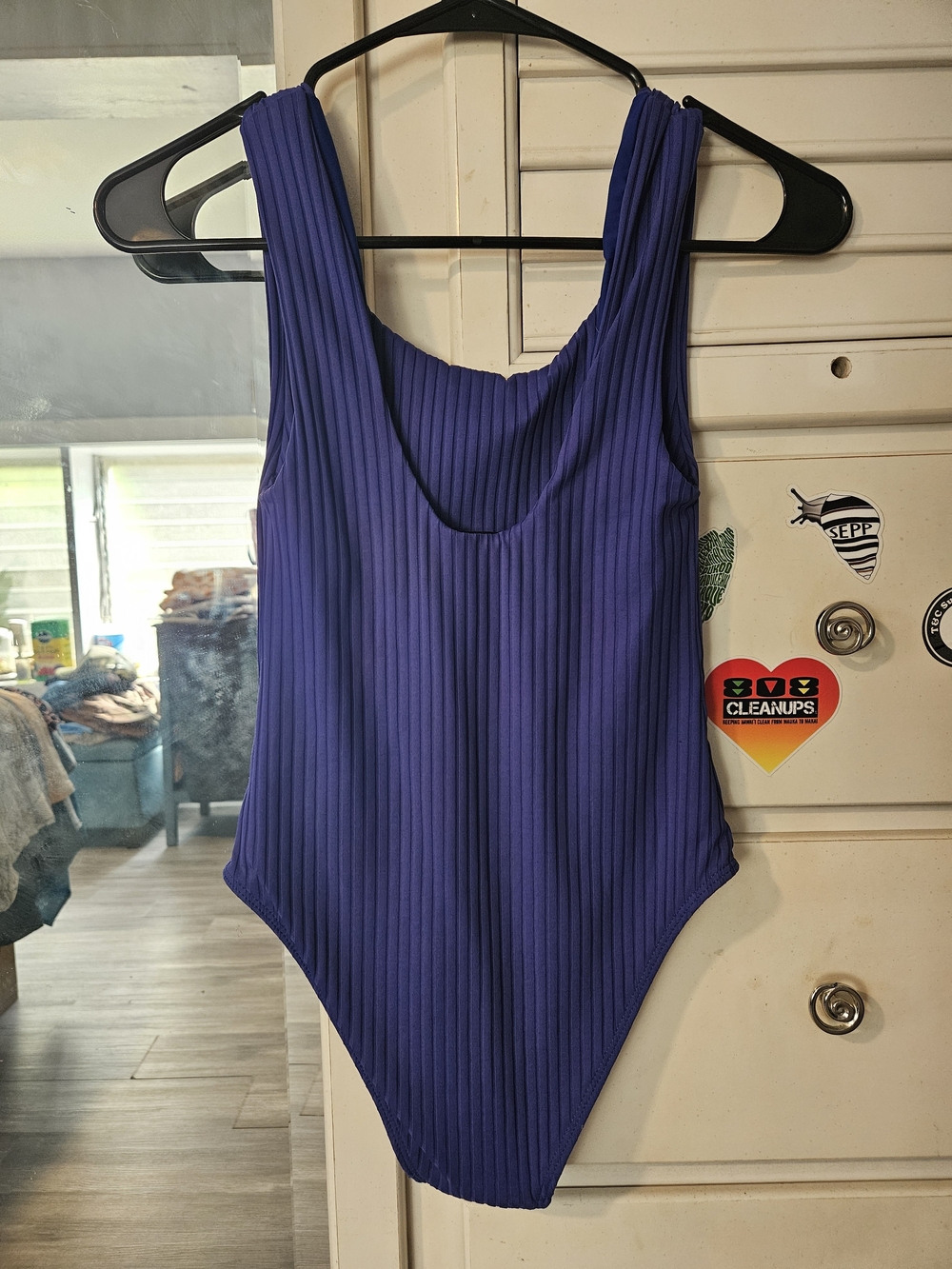 Seea Ribbed One-Piece Swimsuit in Deep Blue - Picture 3 of 3